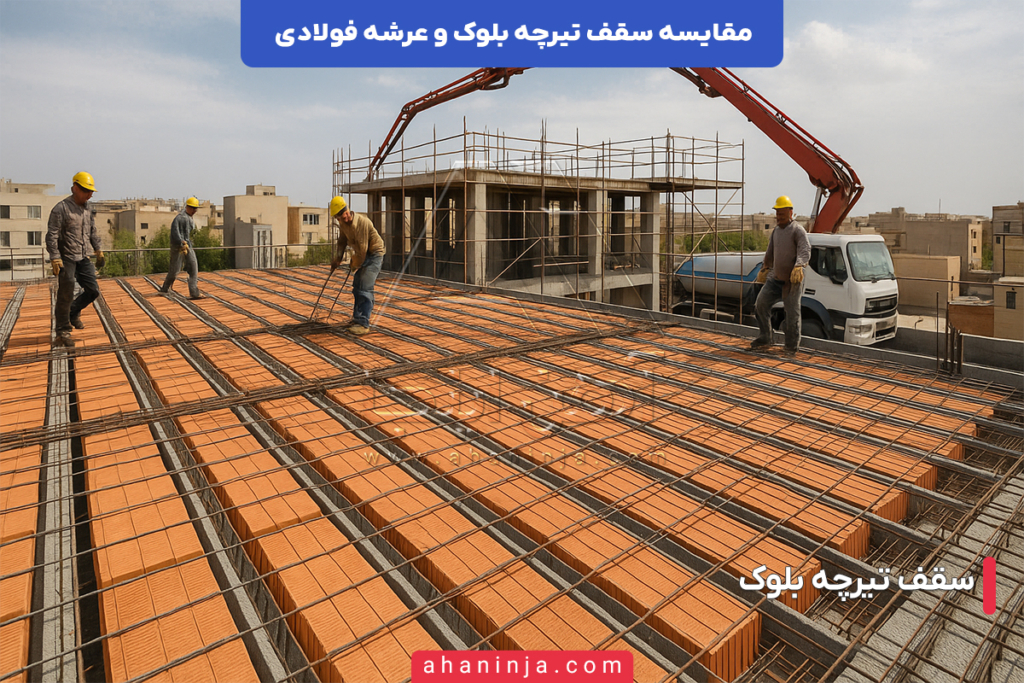 مقایسه سقف تیرچه بلوک و عرشه فولادی؛ مزایا و کاربرد ها 3 مقایسه سقف تیرچه بلوک و عرشه فولادی