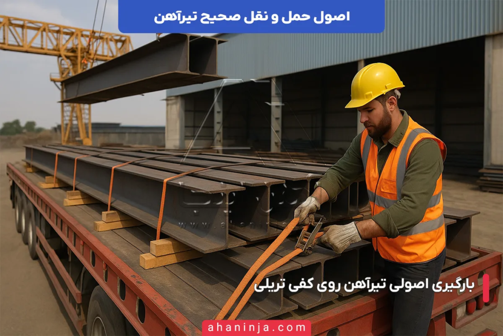 حمل و نقل تیرآهن + اصول و روش های جلوگیری از تاب برداشتن و آسیب 4 اصول حمل و نقل صحیح تیرآهن