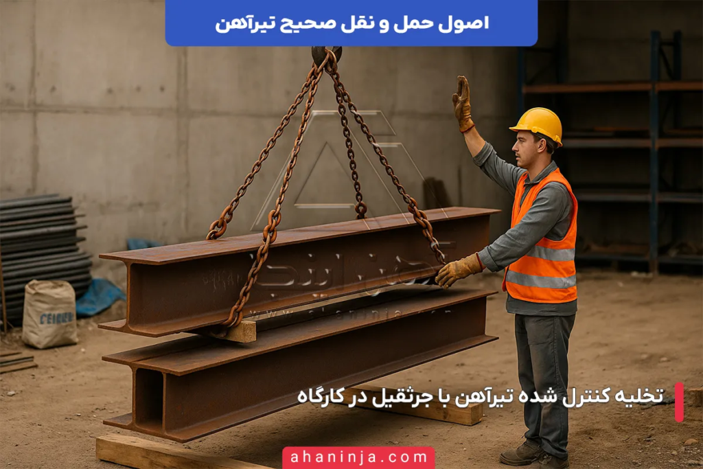 حمل و نقل تیرآهن + اصول و روش های جلوگیری از تاب برداشتن و آسیب 5 اصول حمل و نقل صحیح تیرآهن