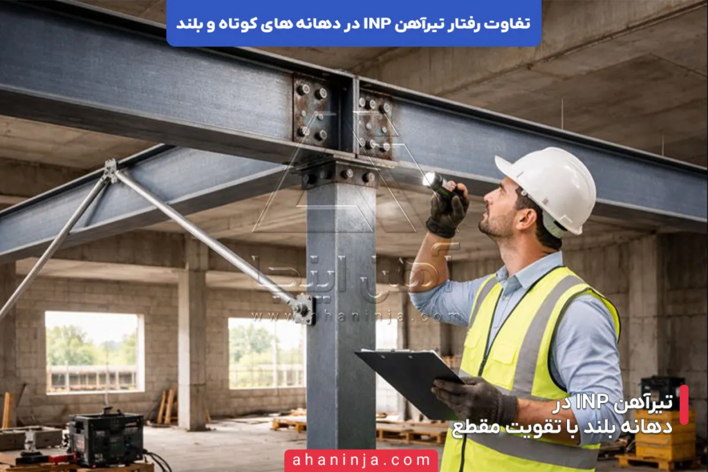 تفاوت رفتار تیرآهن INP در دهانه های کوتاه و بلند 5 تفاوت رفتار تیرآهن INP در دهانه های کوتاه و بلند