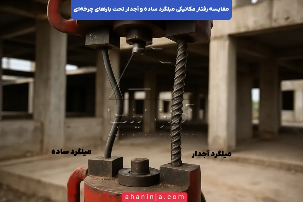 مقایسه رفتار مکانیکی میلگرد ساده و آجدار
