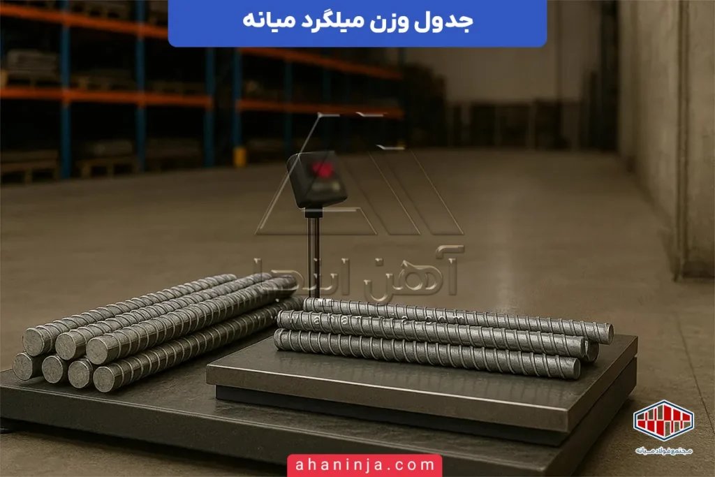 جدول وزن میلگرد میانه