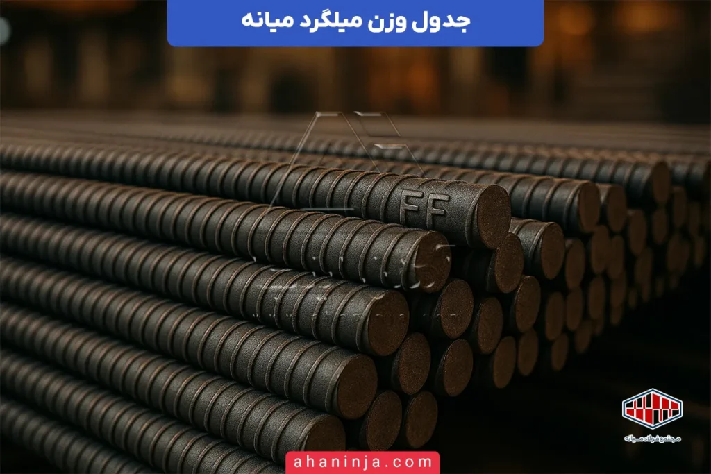 جدول وزن میلگرد میانه