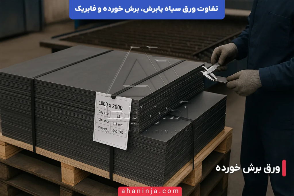 ورق سیاه پابرش، برش خورده و فابریک