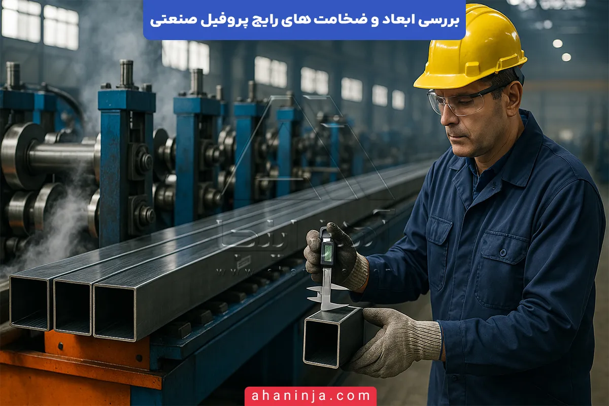 ابعاد و ضخامت های پروفیل صنعتی